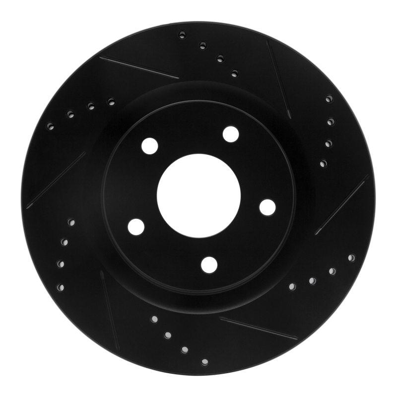 Nissan Juke Brake Rotor (1) - Front Right - R1 Concepts - Drilled & Slotted - Black - `11-`19